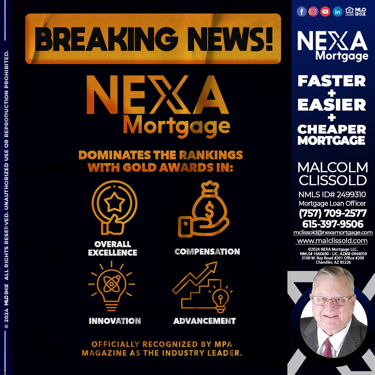 BREAKING NEWS - Malcolm Clissold -Mortgage Loan Officer