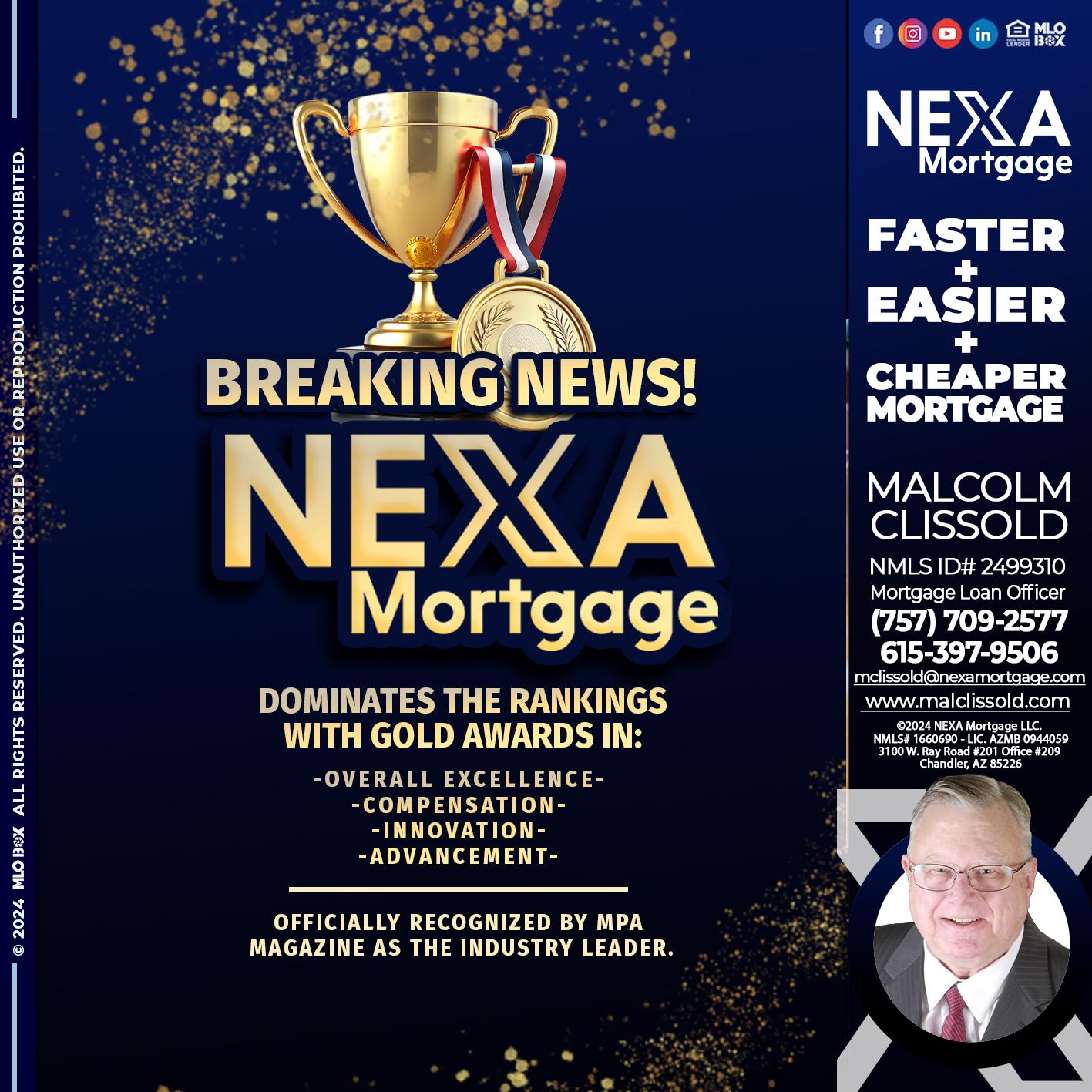 BREAKING NEWS - Malcolm Clissold -Mortgage Loan Officer