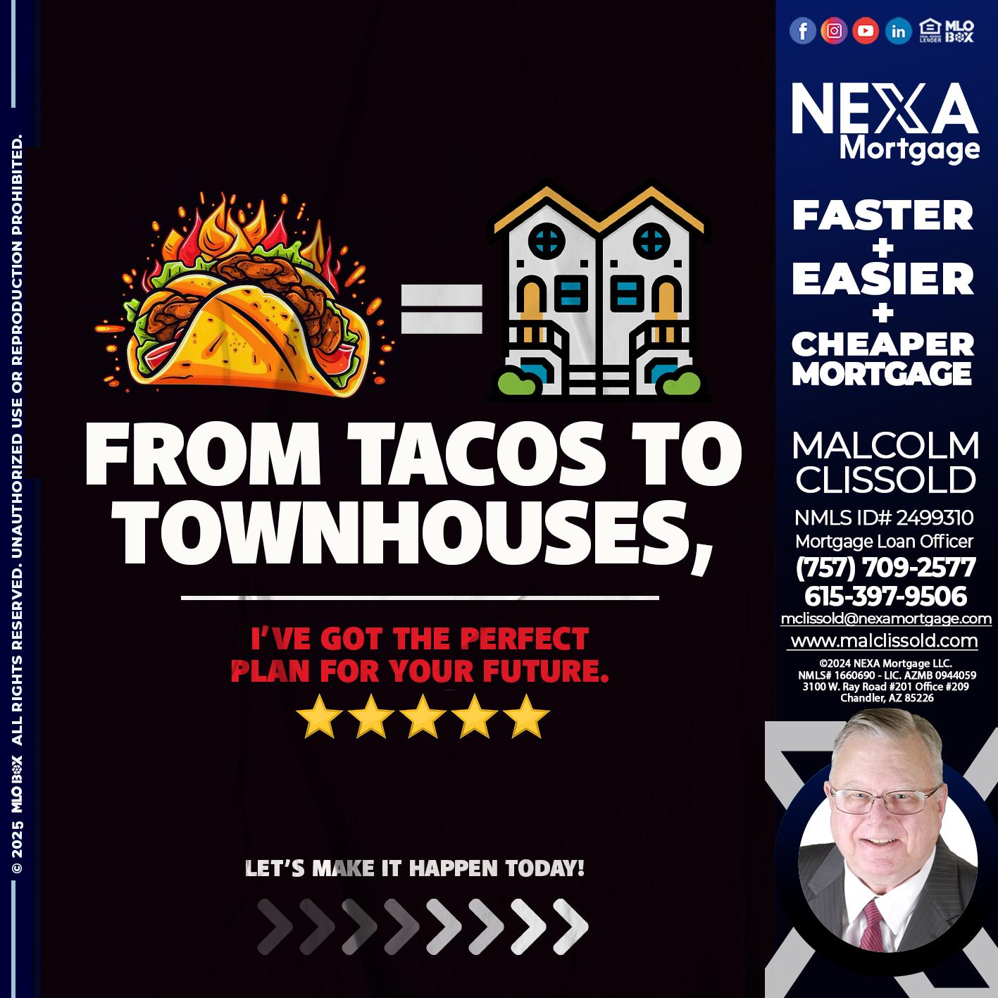 from tacos to - Malcolm Clissold -Mortgage Loan Officer
