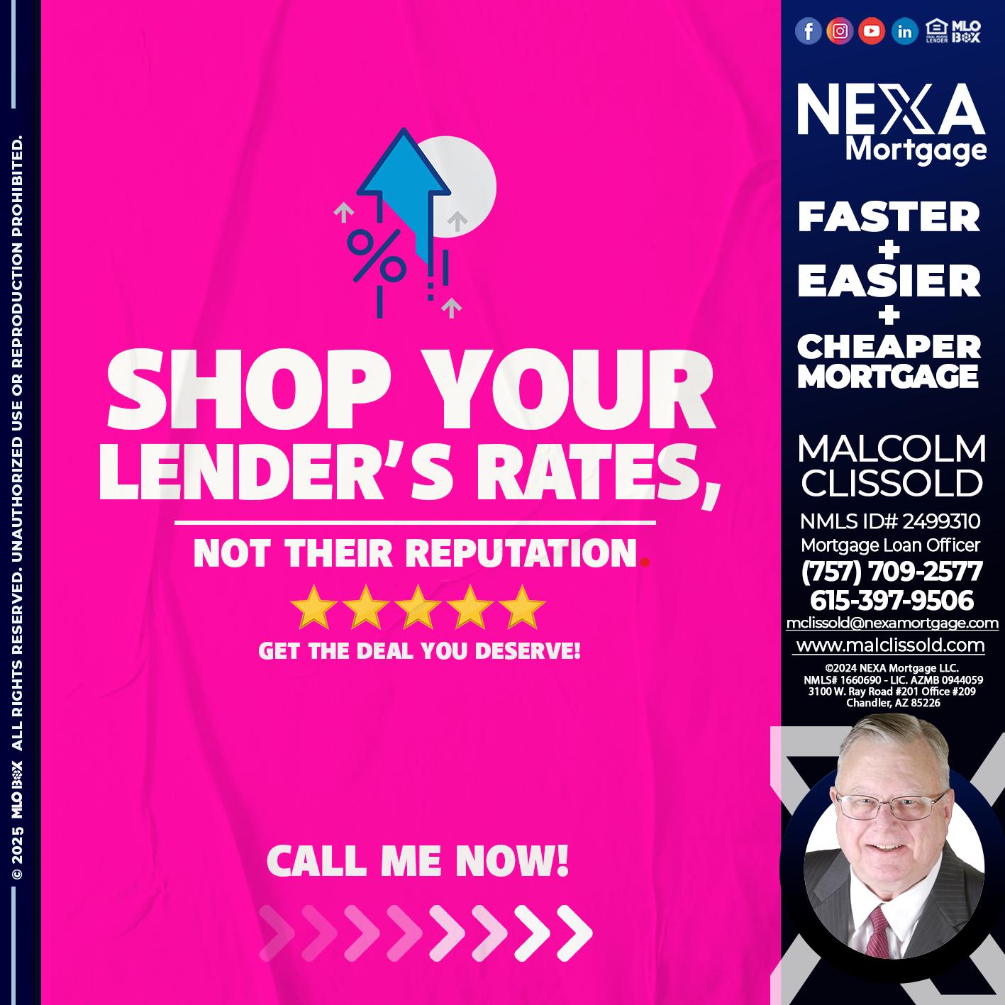 SHOP YOUR - Malcolm Clissold -Mortgage Loan Officer