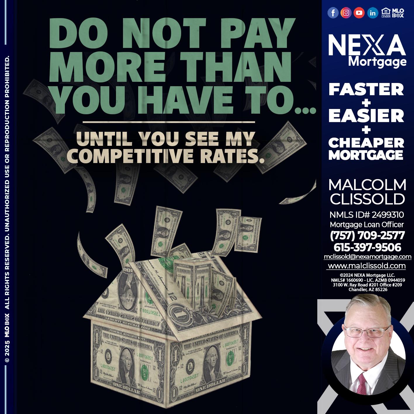 DO NOT PAY - Malcolm Clissold -Mortgage Loan Officer