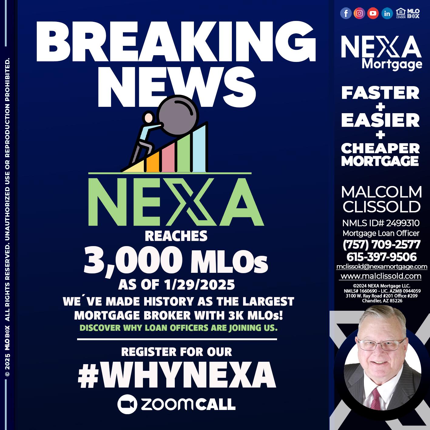 BREAKING NEWS - Malcolm Clissold -Mortgage Loan Officer