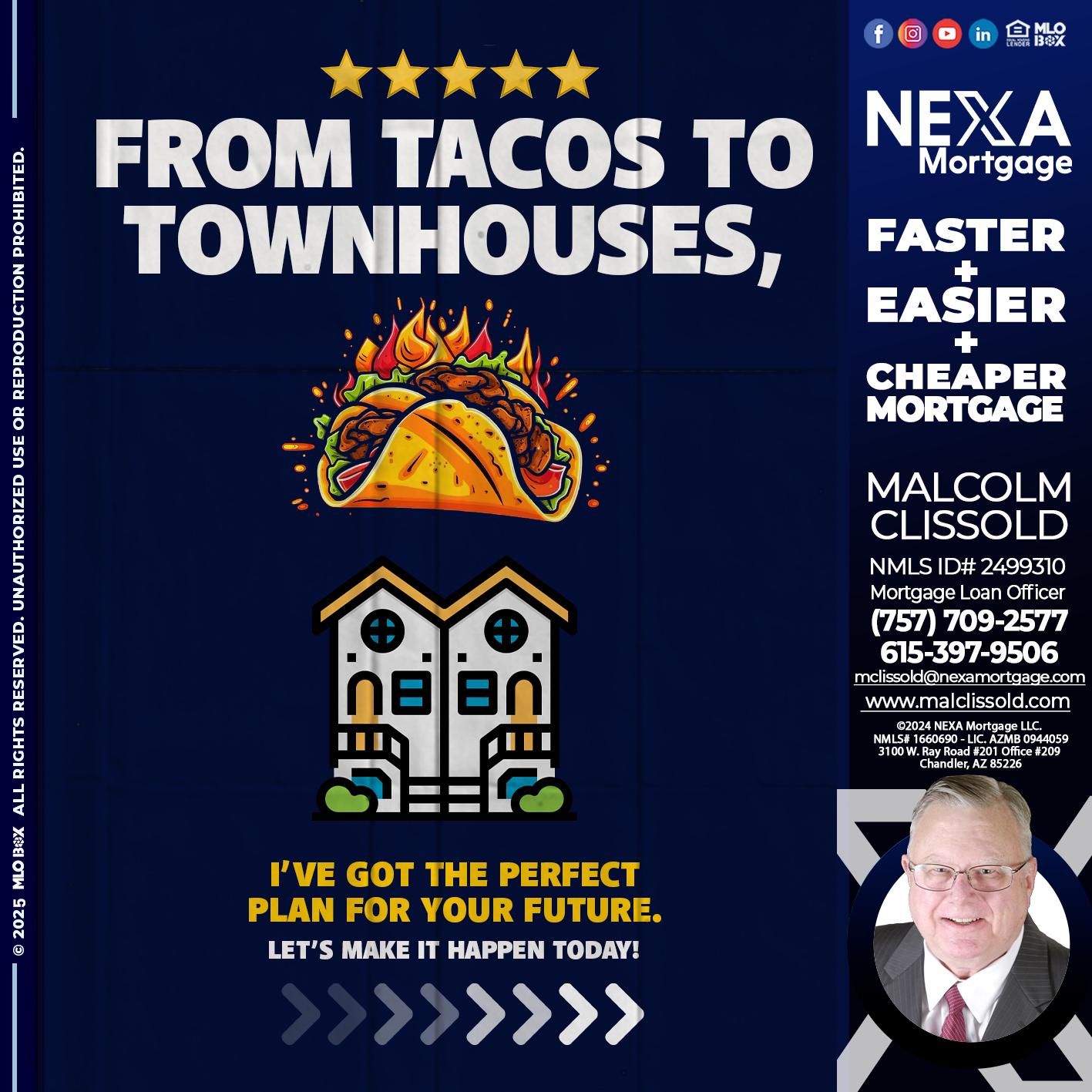 from tacos to townhomes - Malcolm Clissold -Mortgage Loan Officer