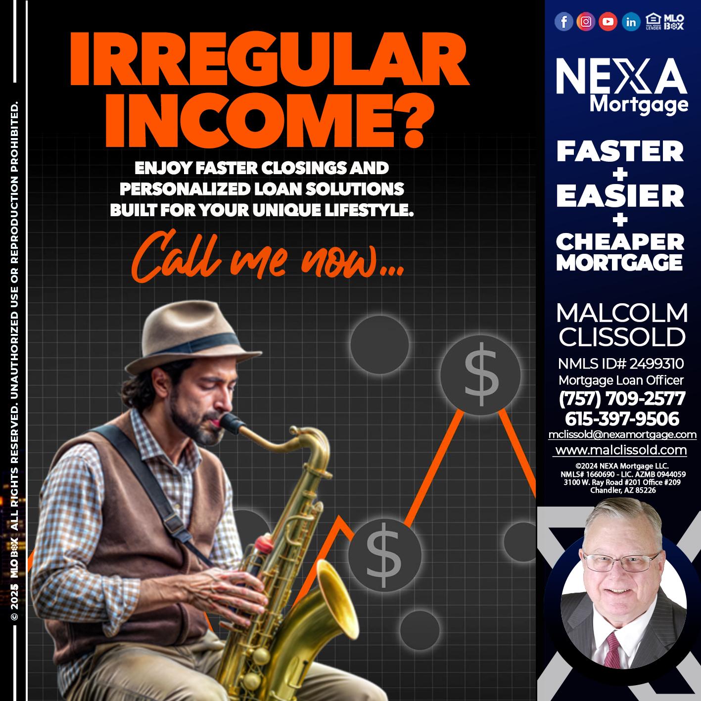 IRREGULAR INCOME - Malcolm Clissold -Mortgage Loan Officer