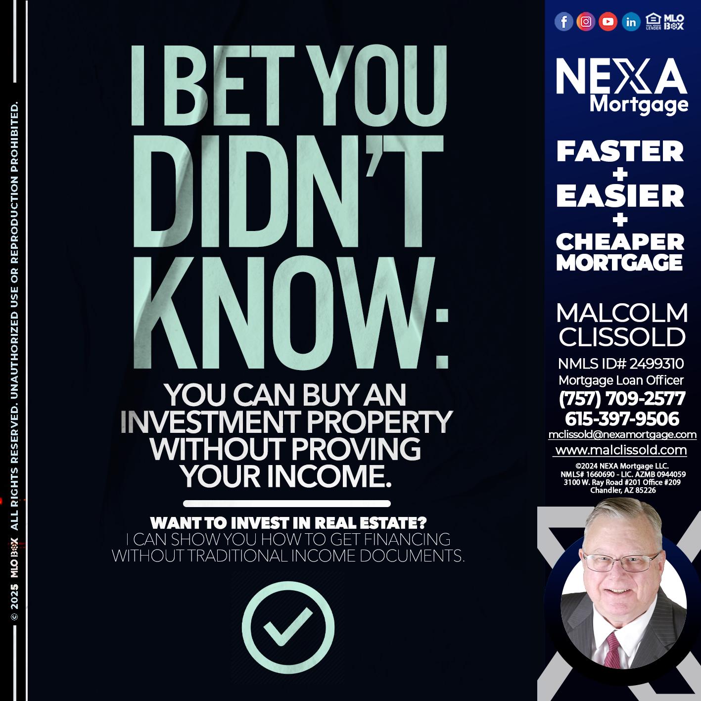 I BET YOU - Malcolm Clissold -Mortgage Loan Officer