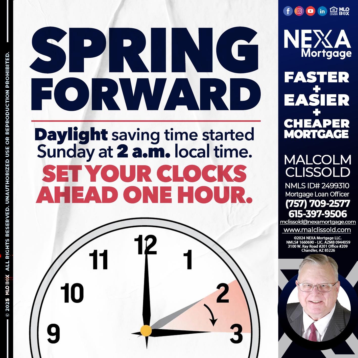 SPRING FORWARD - Malcolm Clissold -Mortgage Loan Officer
