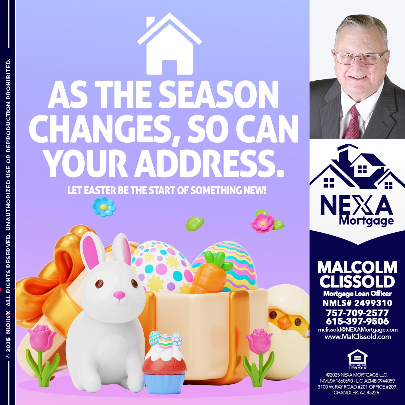 EASTER DAY - Malcolm Clissold -Mortgage Loan Officer
