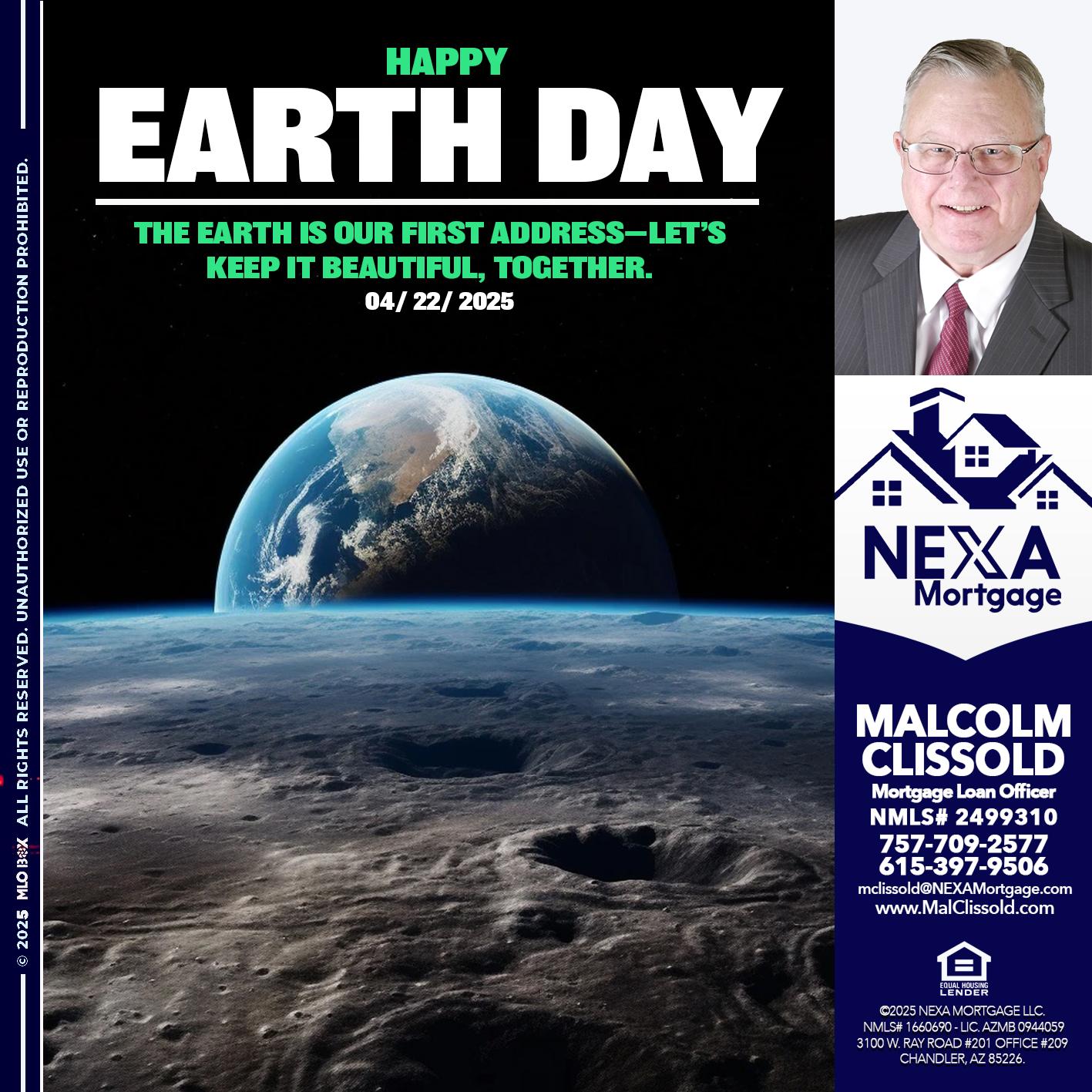 EARTH DAY 2025 - Malcolm Clissold -Mortgage Loan Officer