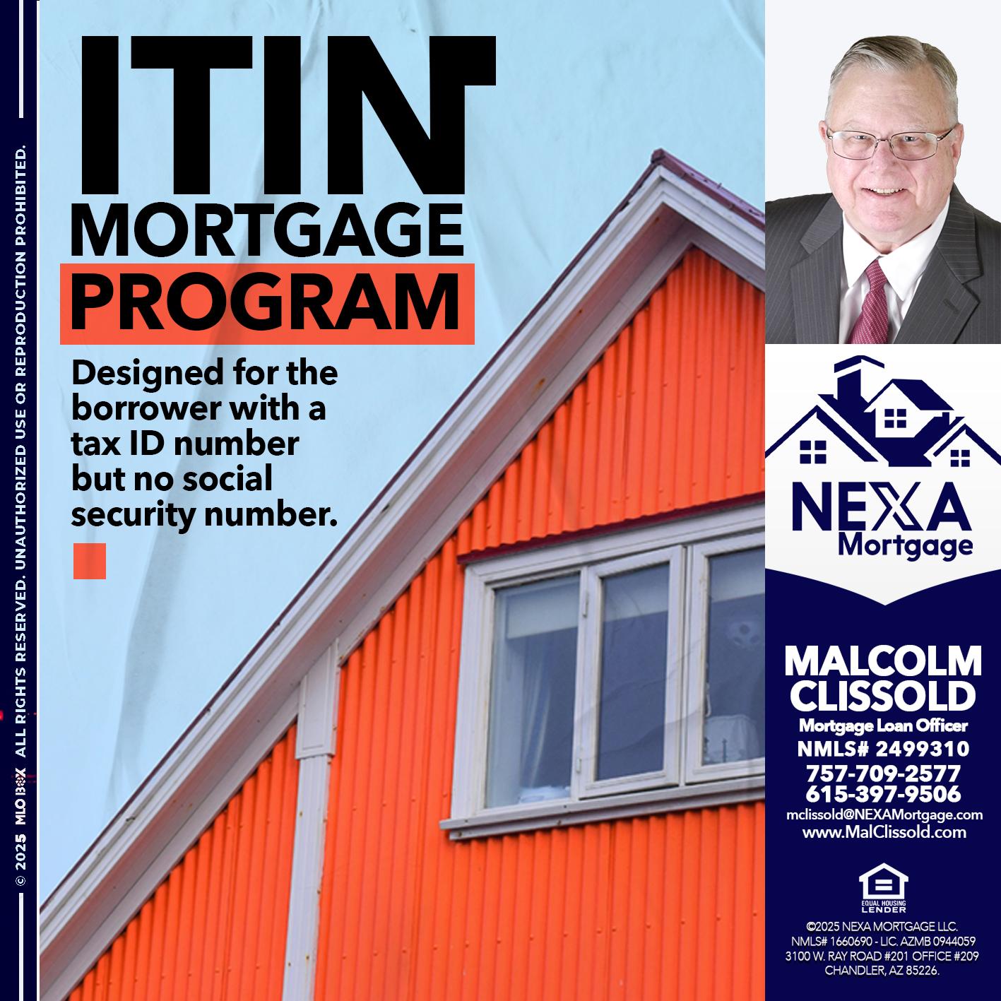 ITIN PROGRAM - Malcolm Clissold -Mortgage Loan Officer
