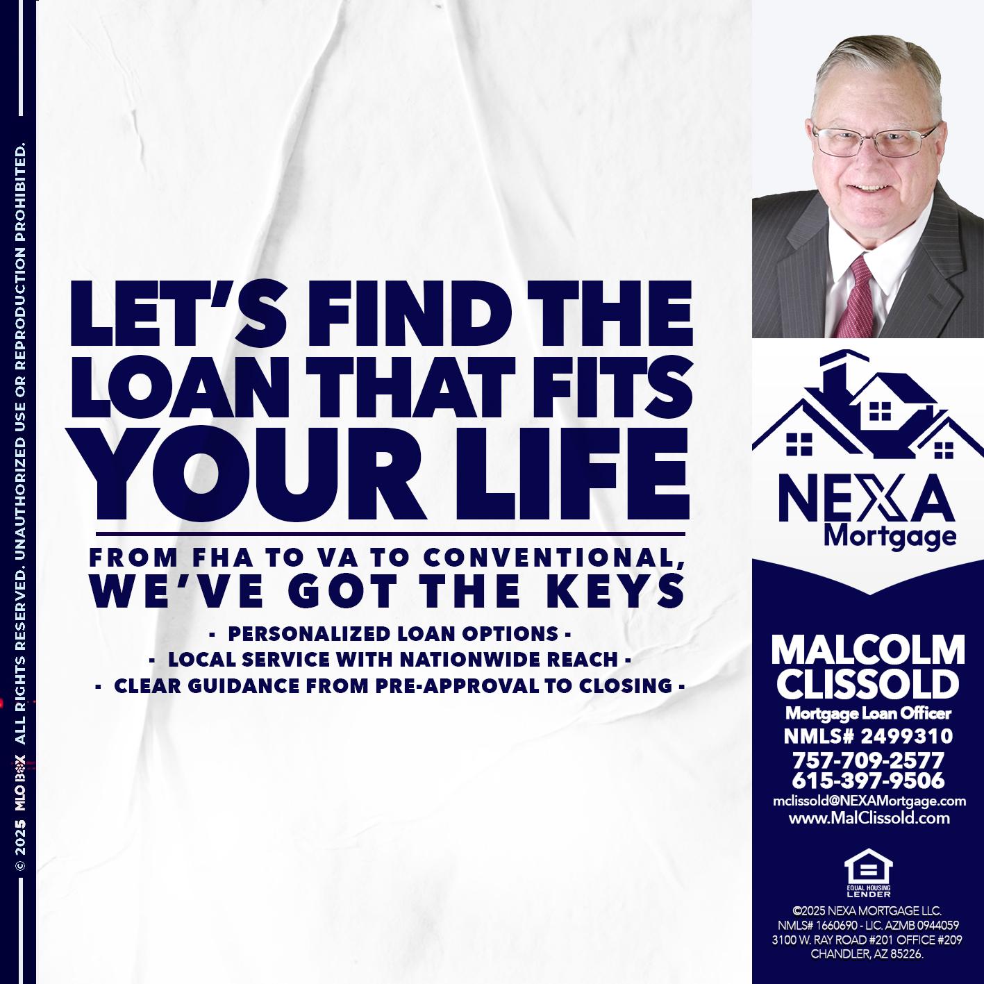 LETS FIND - Malcolm Clissold -Mortgage Loan Officer