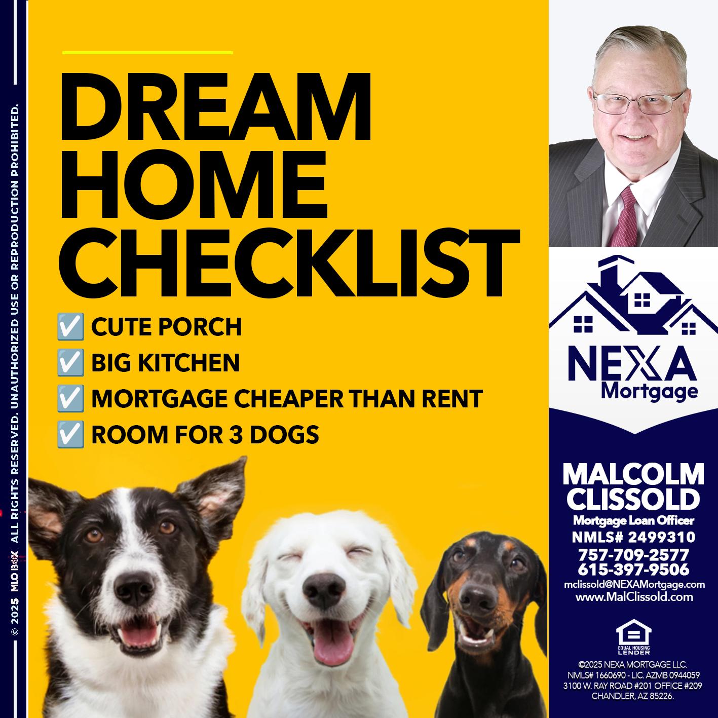 DREAM HOME CHEK LIST - Malcolm Clissold -Mortgage Loan Officer
