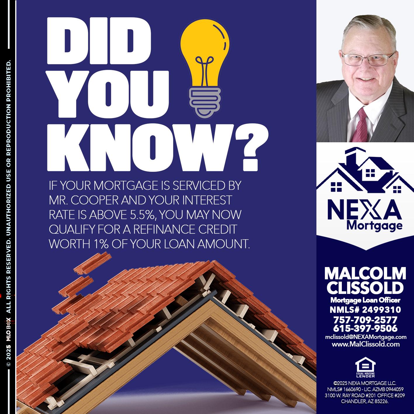DID YOU KNOW? - Malcolm Clissold -Mortgage Loan Officer