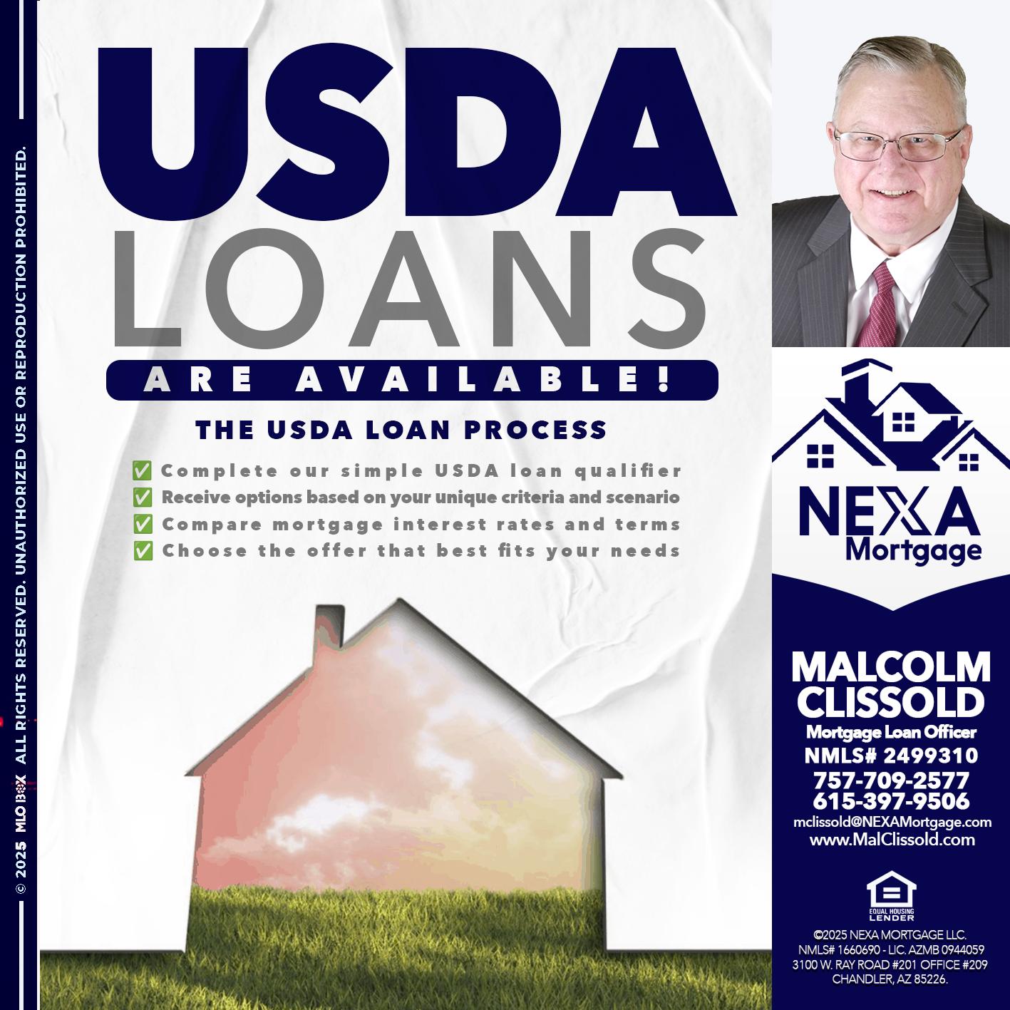 USDA LOANS - Malcolm Clissold -Mortgage Loan Officer
