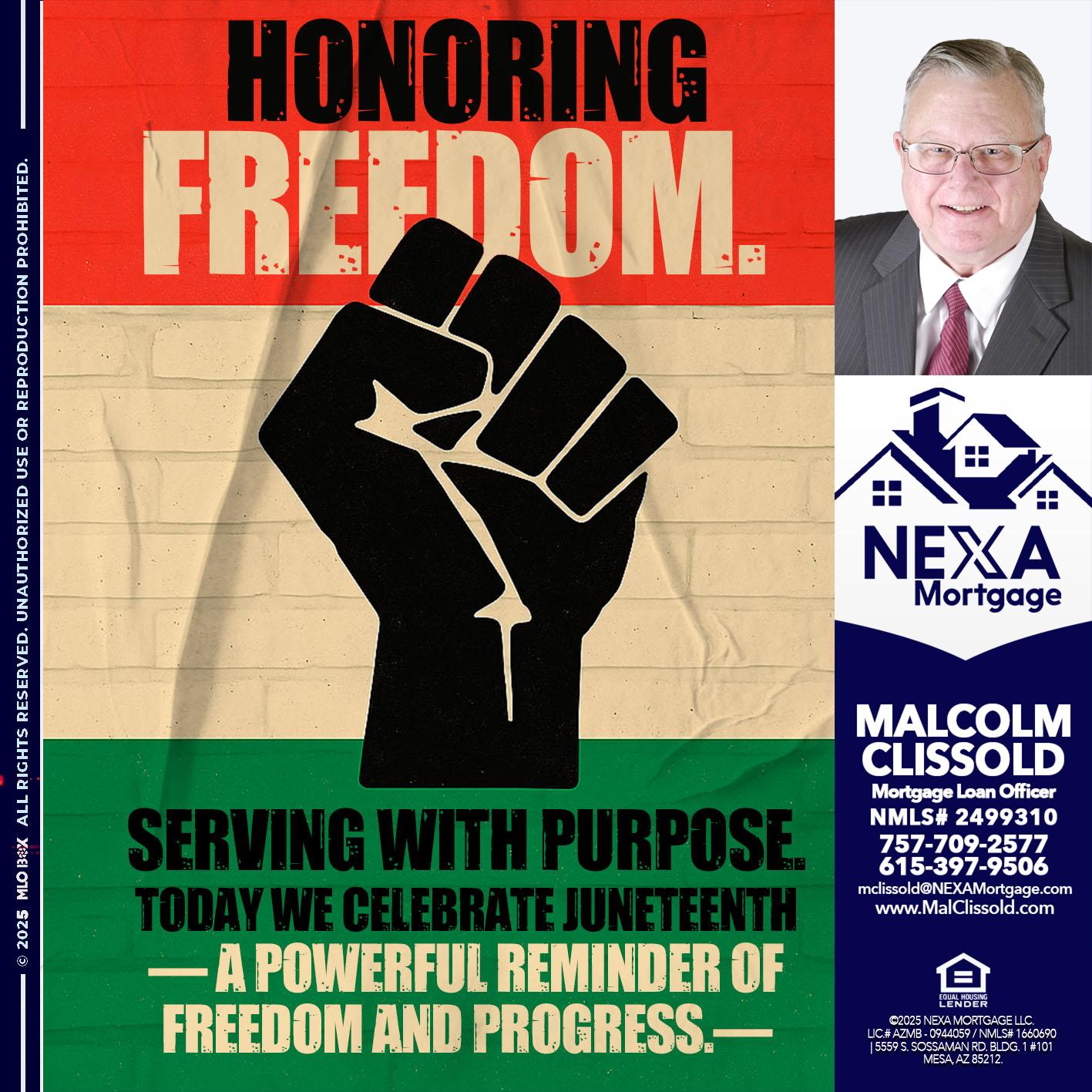 HONORING FREEDOM - Malcolm Clissold -Mortgage Loan Officer