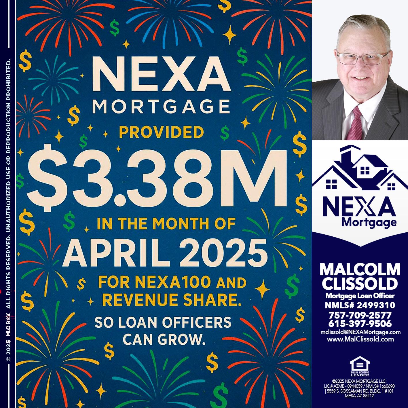 $3.38M - Malcolm Clissold -Mortgage Loan Officer