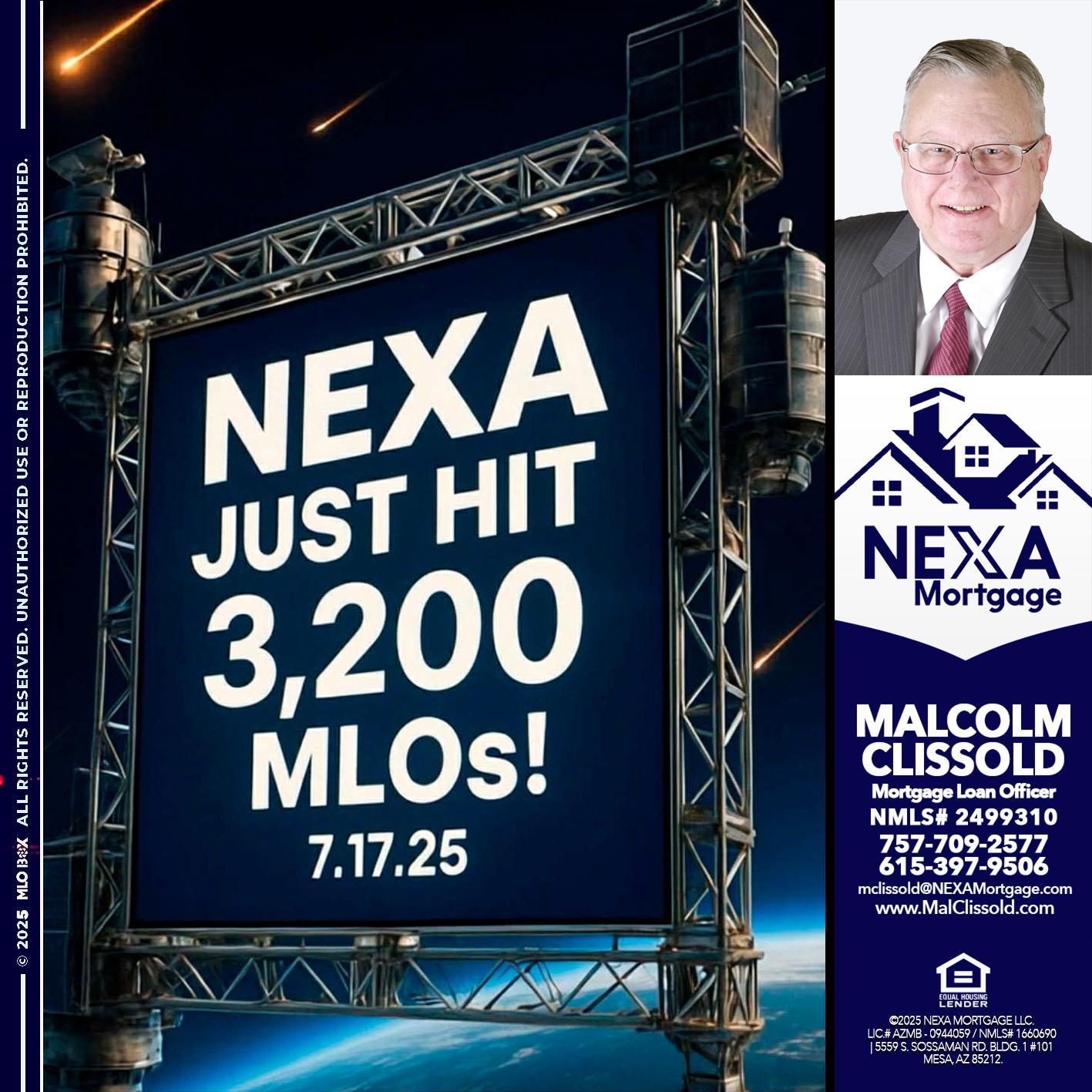 NEXA JUST HIT 3,200 - Malcolm Clissold -Mortgage Loan Officer