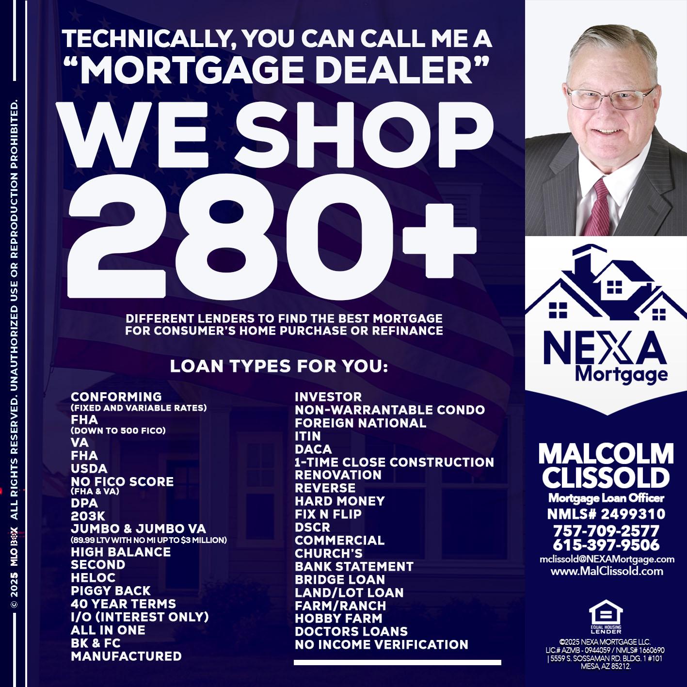 WE SHOP 280 + - Malcolm Clissold -Mortgage Loan Officer