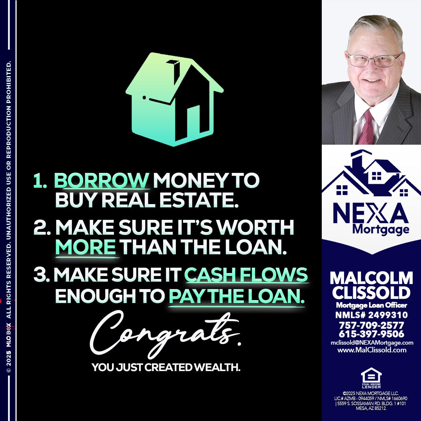 BORROW MONEY - Malcolm Clissold -Mortgage Loan Officer