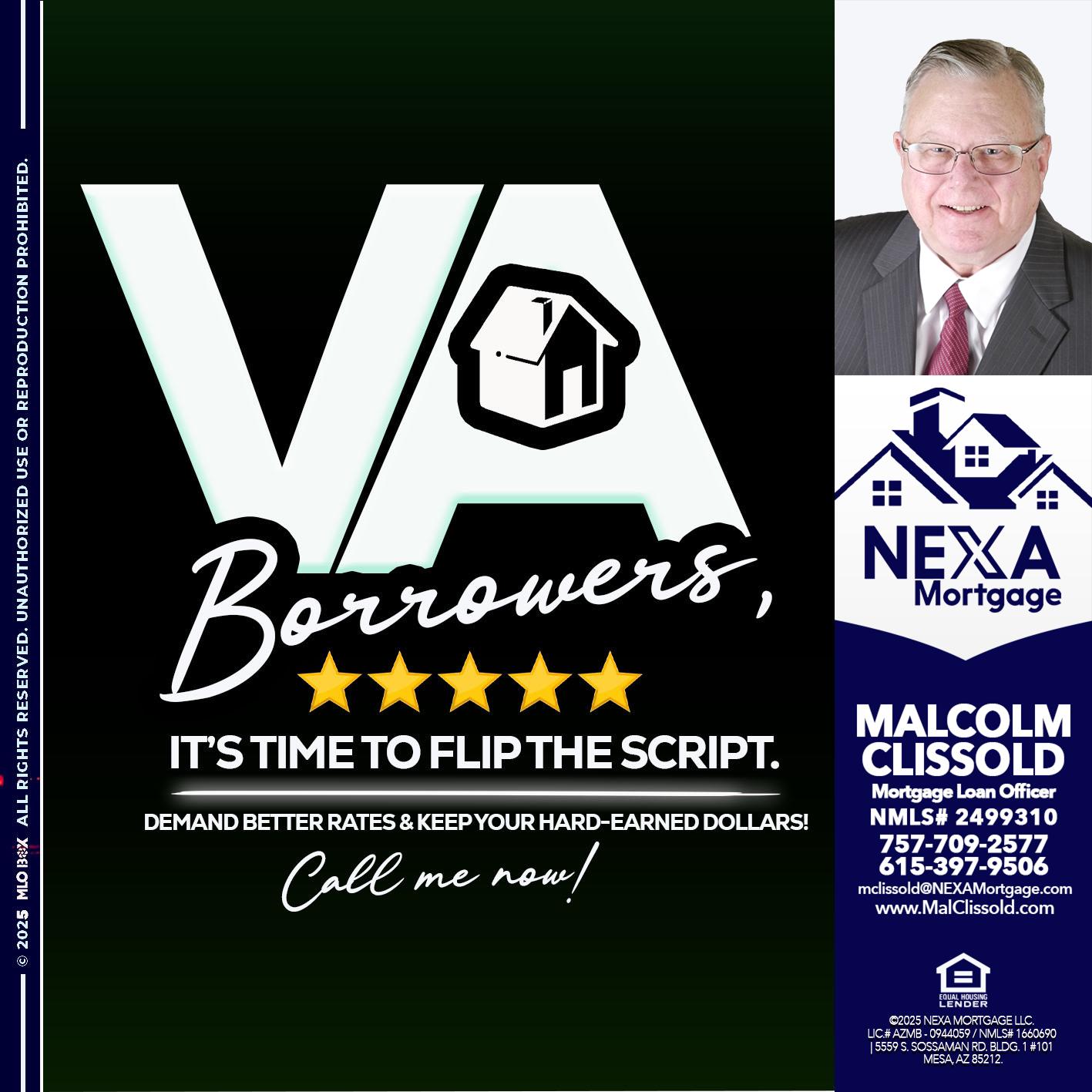VA BORROWERS - Malcolm Clissold -Mortgage Loan Officer