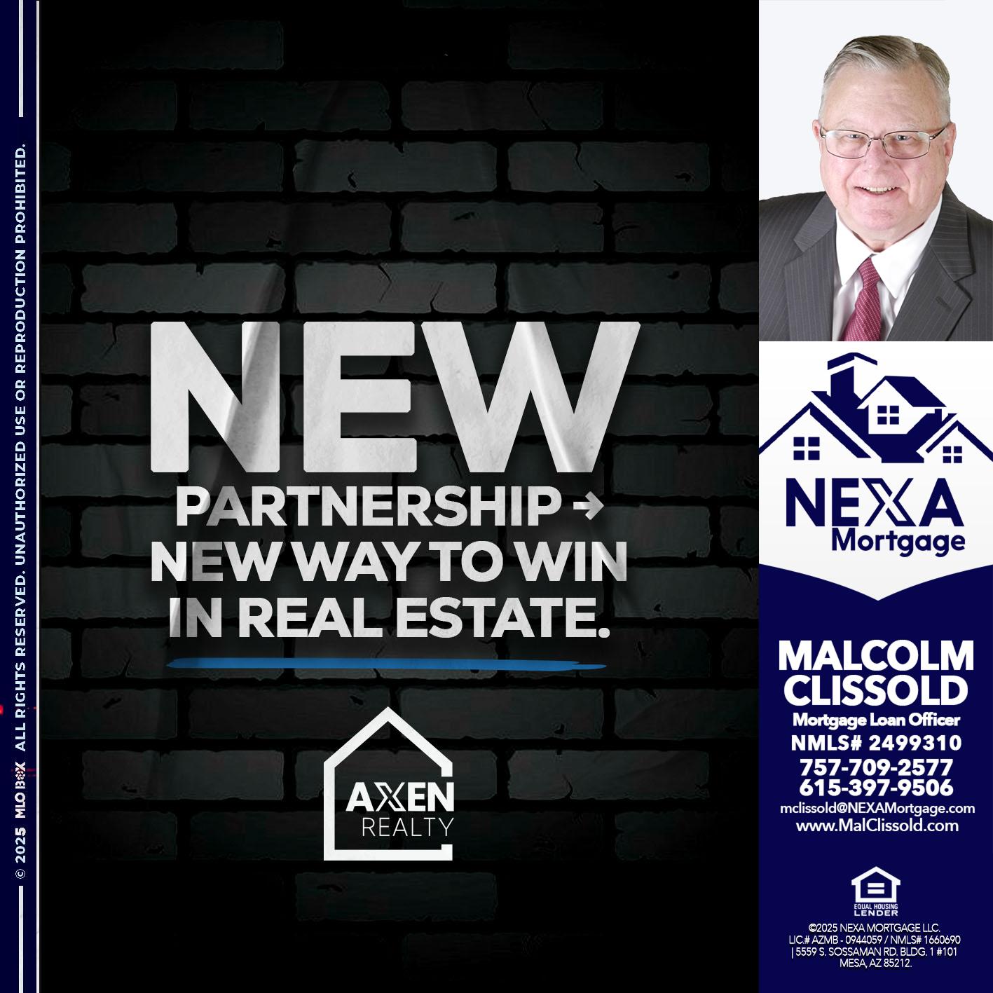 new partnership - Malcolm Clissold -Mortgage Loan Officer