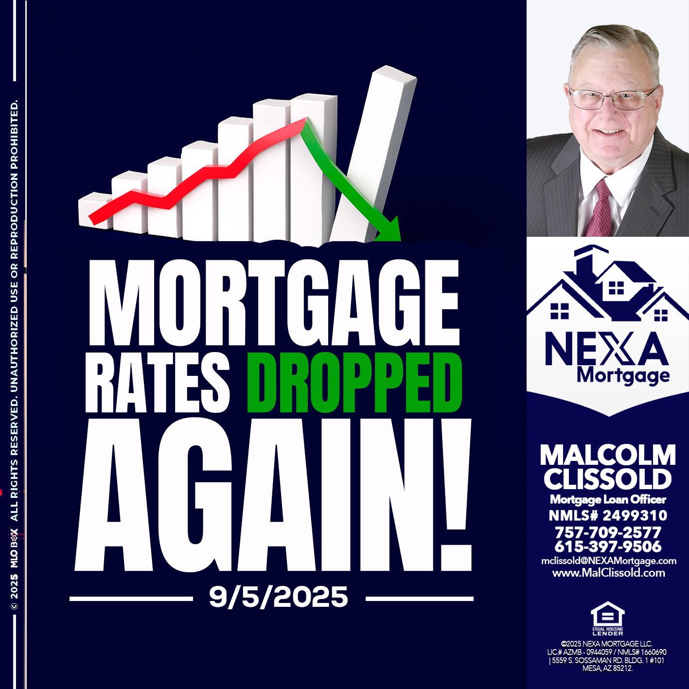 RATES DROP - Malcolm Clissold -Mortgage Loan Officer
