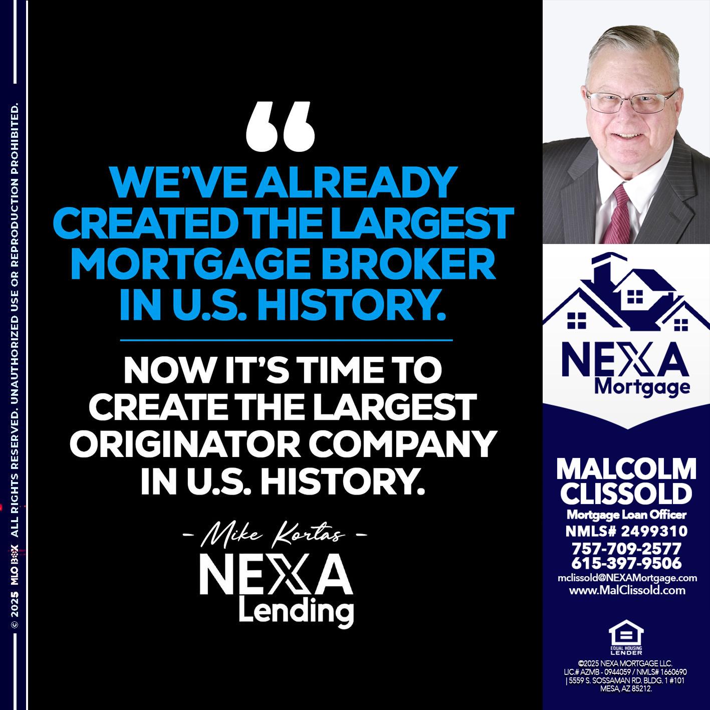 weve already - Malcolm Clissold -Mortgage Loan Officer