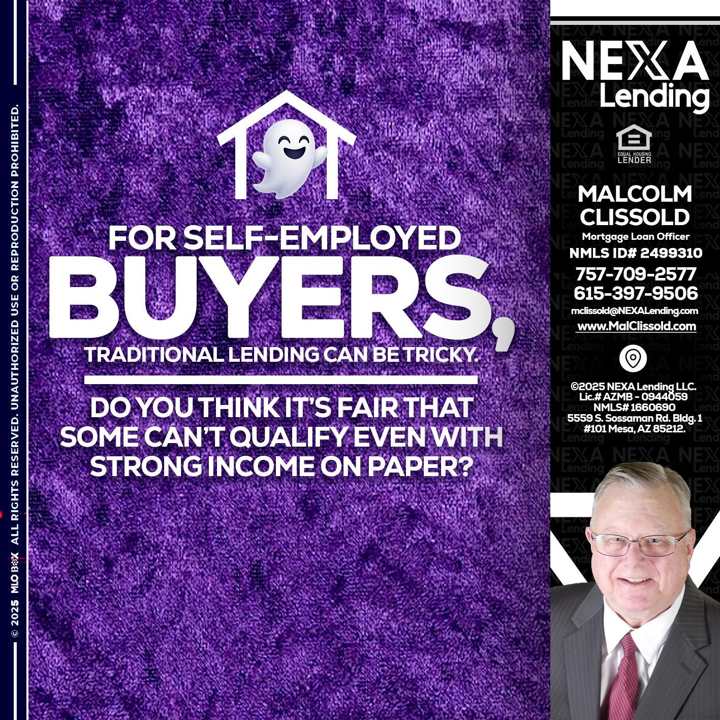 for self employed - Malcolm Clissold -Mortgage Loan Officer