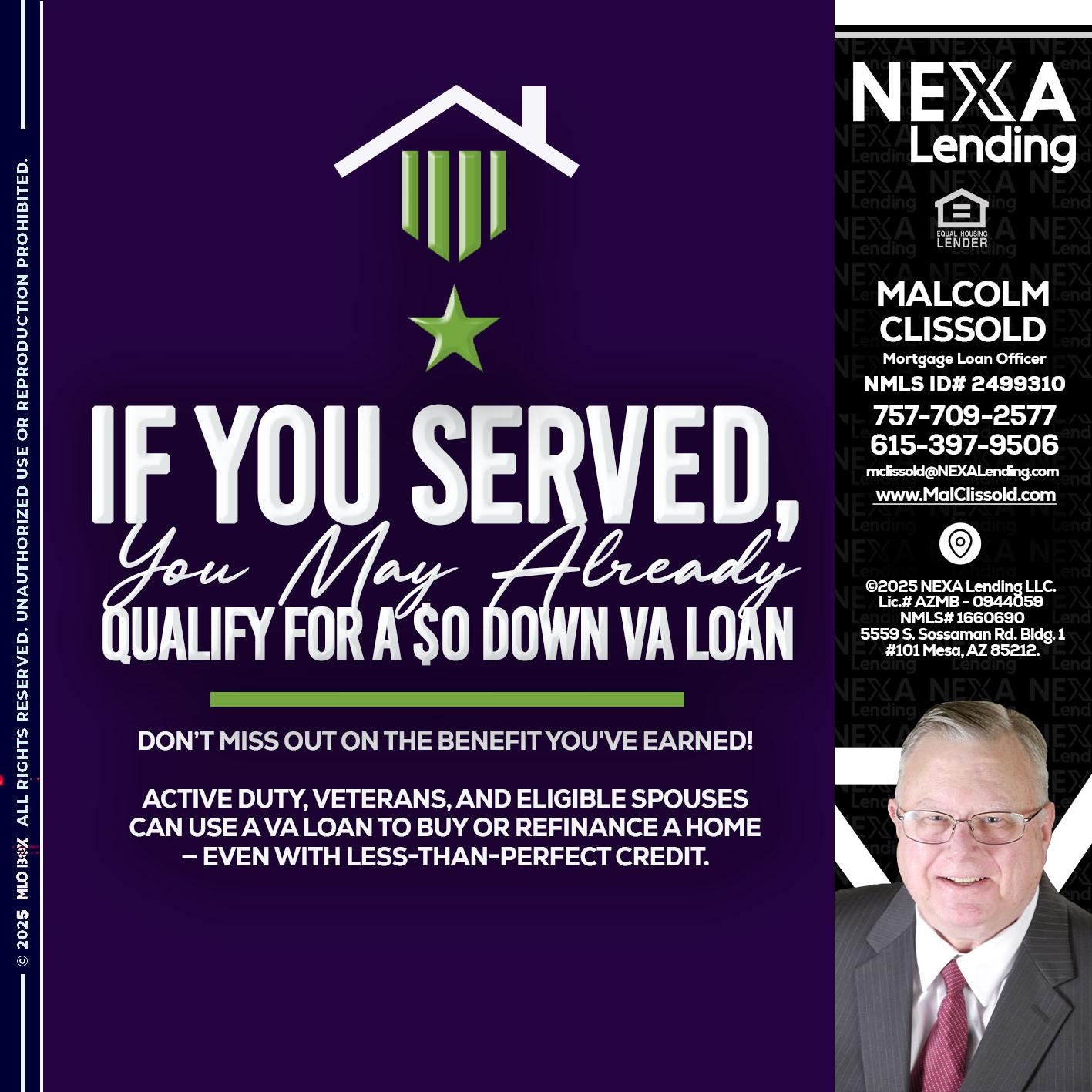 IF YOU SERVED - Malcolm Clissold -Mortgage Loan Officer