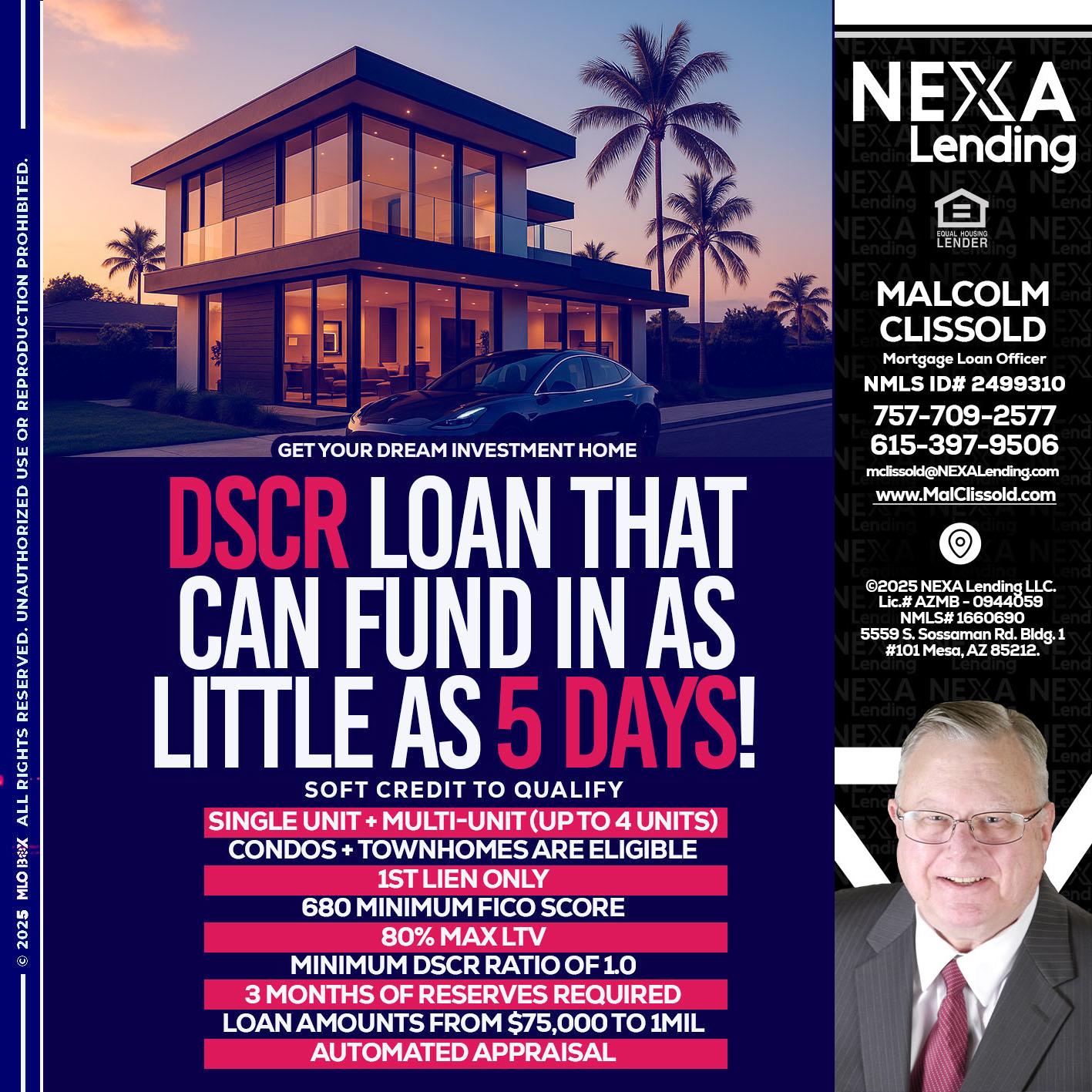 DSCR - Malcolm Clissold -Mortgage Loan Officer