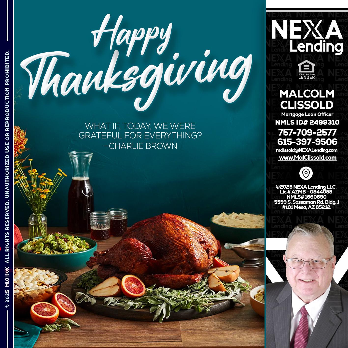 happy Thanksgiving - Malcolm Clissold -Mortgage Loan Officer