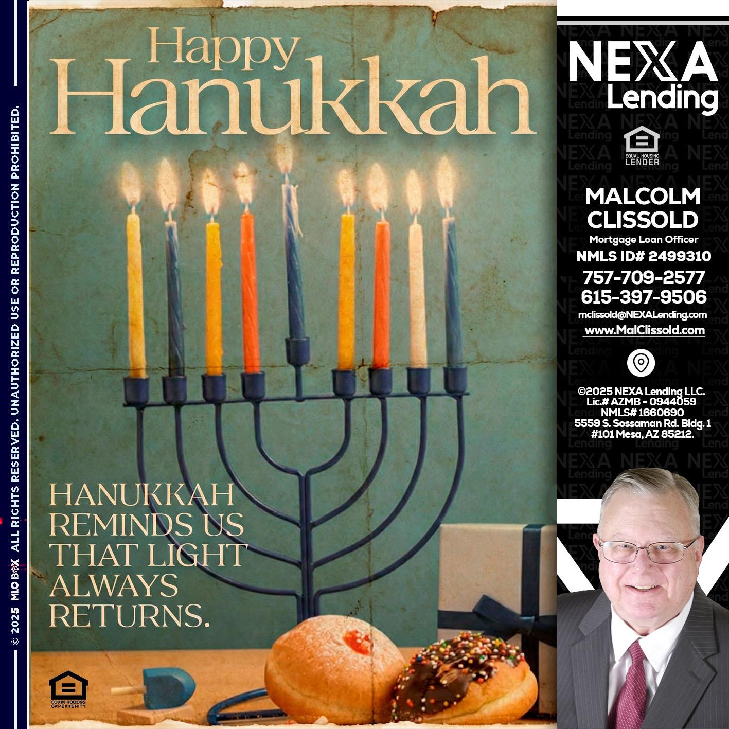HAPPY HANUKKAH - Malcolm Clissold -Mortgage Loan Officer