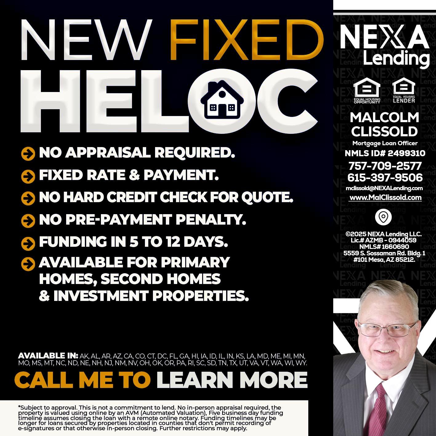 HELOC - Malcolm Clissold -Mortgage Loan Officer