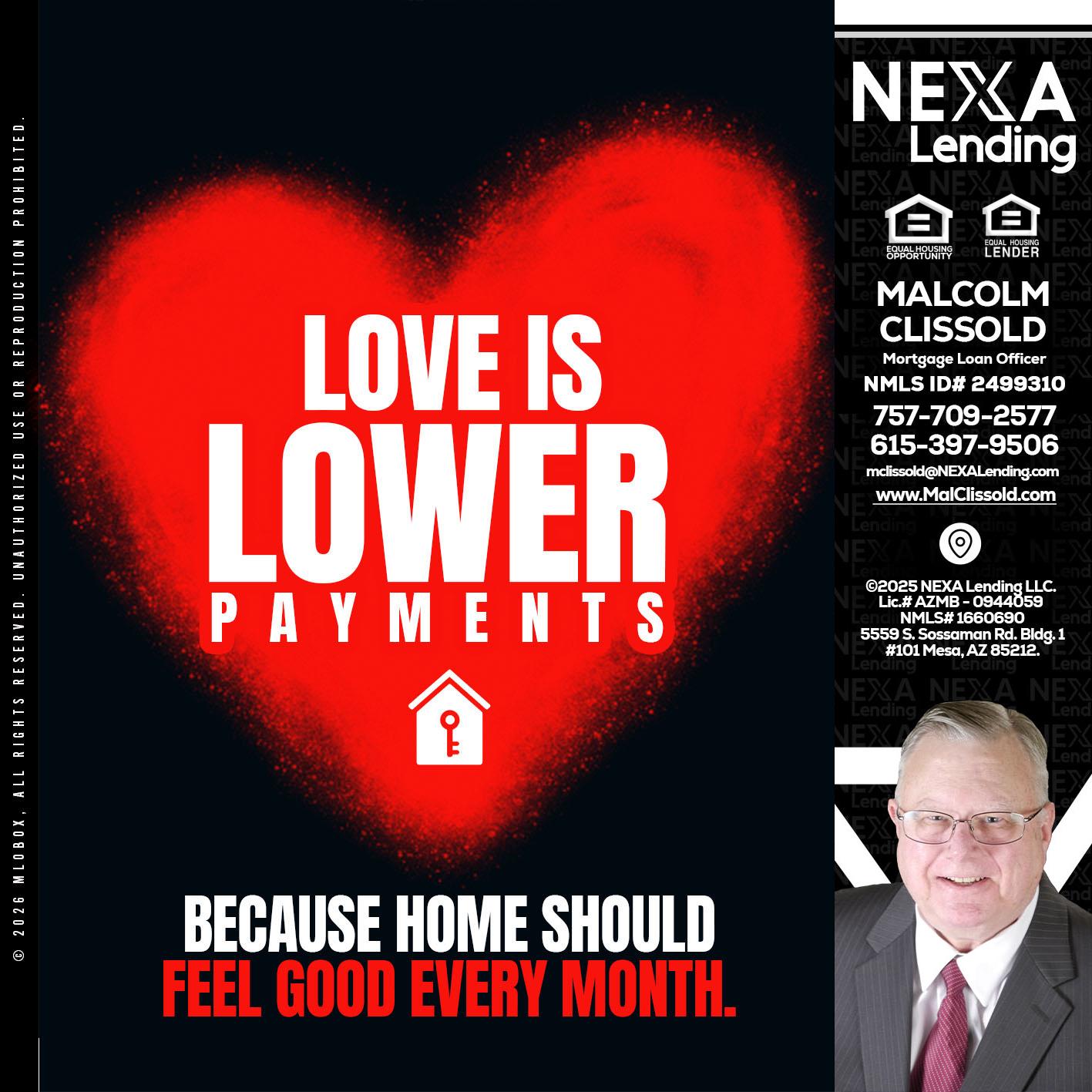 LOVE IS LOWER - Malcolm Clissold -Mortgage Loan Officer