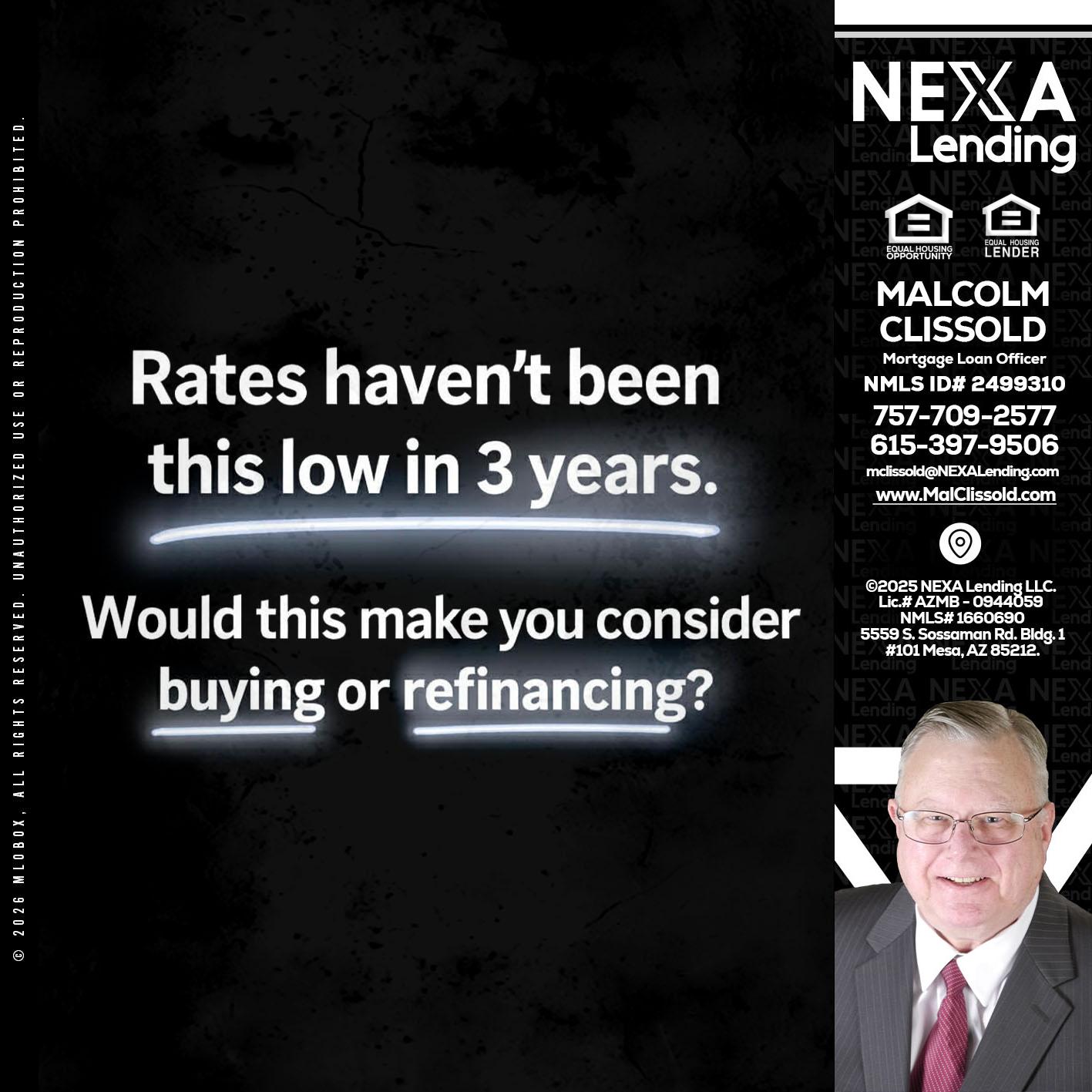 RATES HAVEN'T - Malcolm Clissold -Mortgage Loan Officer