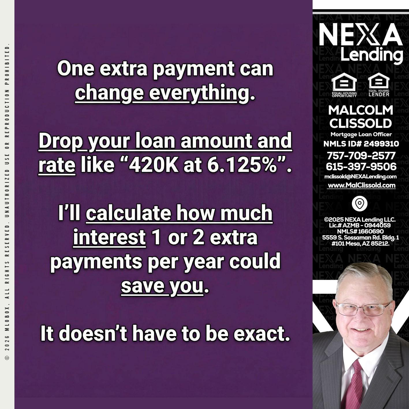ONE EXTRA - Malcolm Clissold -Mortgage Loan Officer