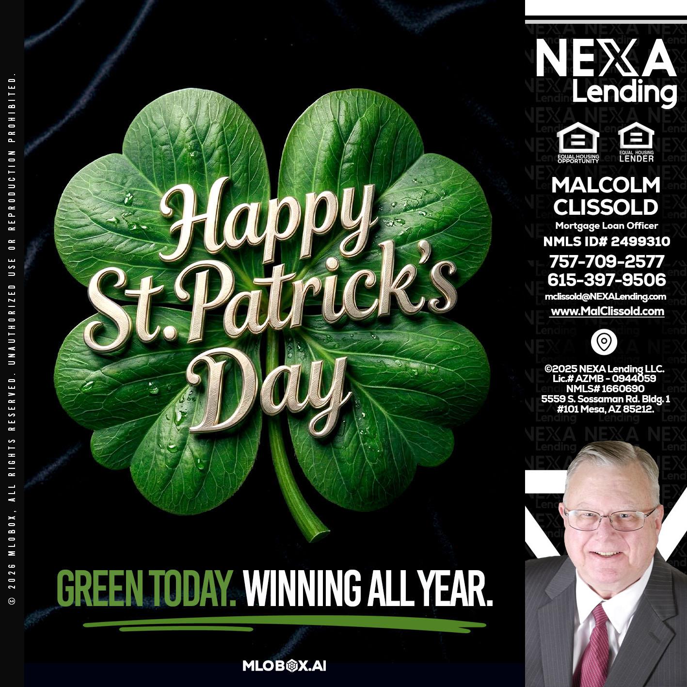 happy st. Patricks day - Malcolm Clissold -Mortgage Loan Officer