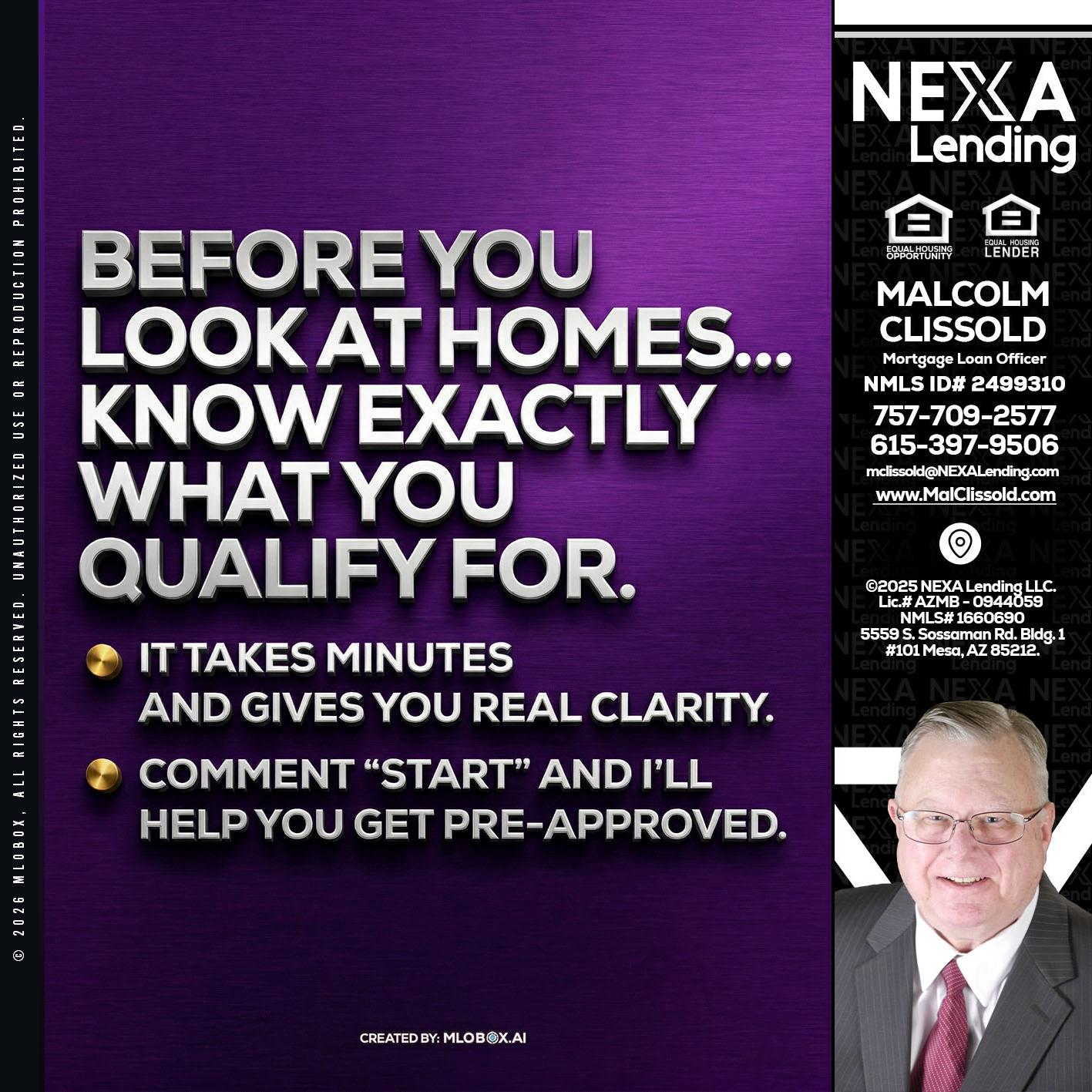 BEFORE YOU - Malcolm Clissold -Mortgage Loan Officer