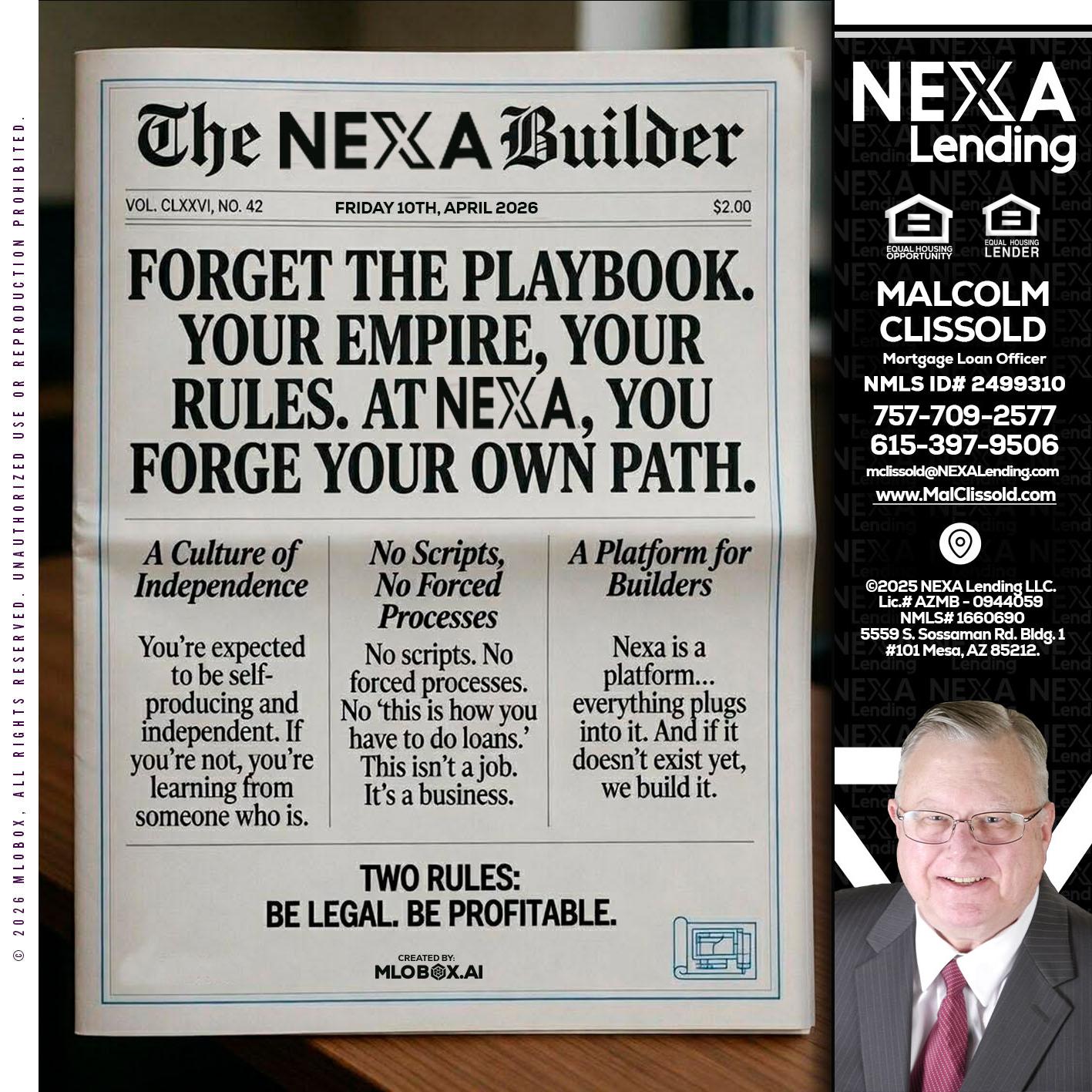 THE NEXA BUILDER - Malcolm Clissold -Mortgage Loan Officer