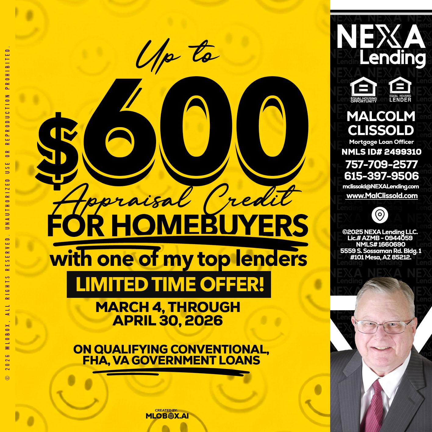 UP TO 600 - Malcolm Clissold -Mortgage Loan Officer