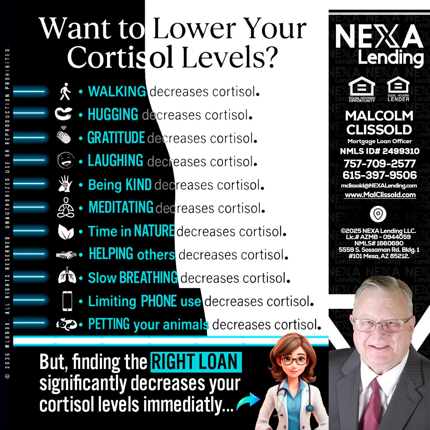 Want to lower Your Cortisol Levels? - Malcolm Clissold -Mortgage Loan Officer