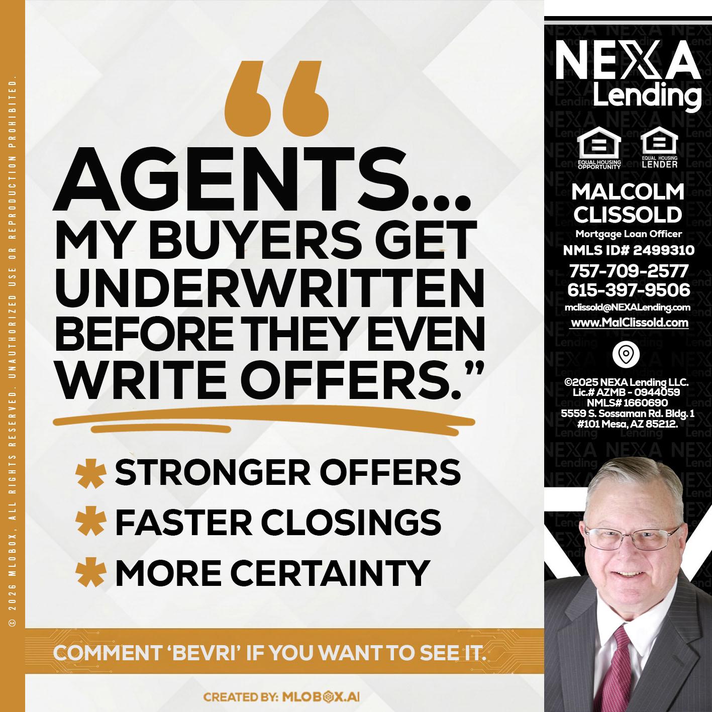 agents - Malcolm Clissold -Mortgage Loan Officer