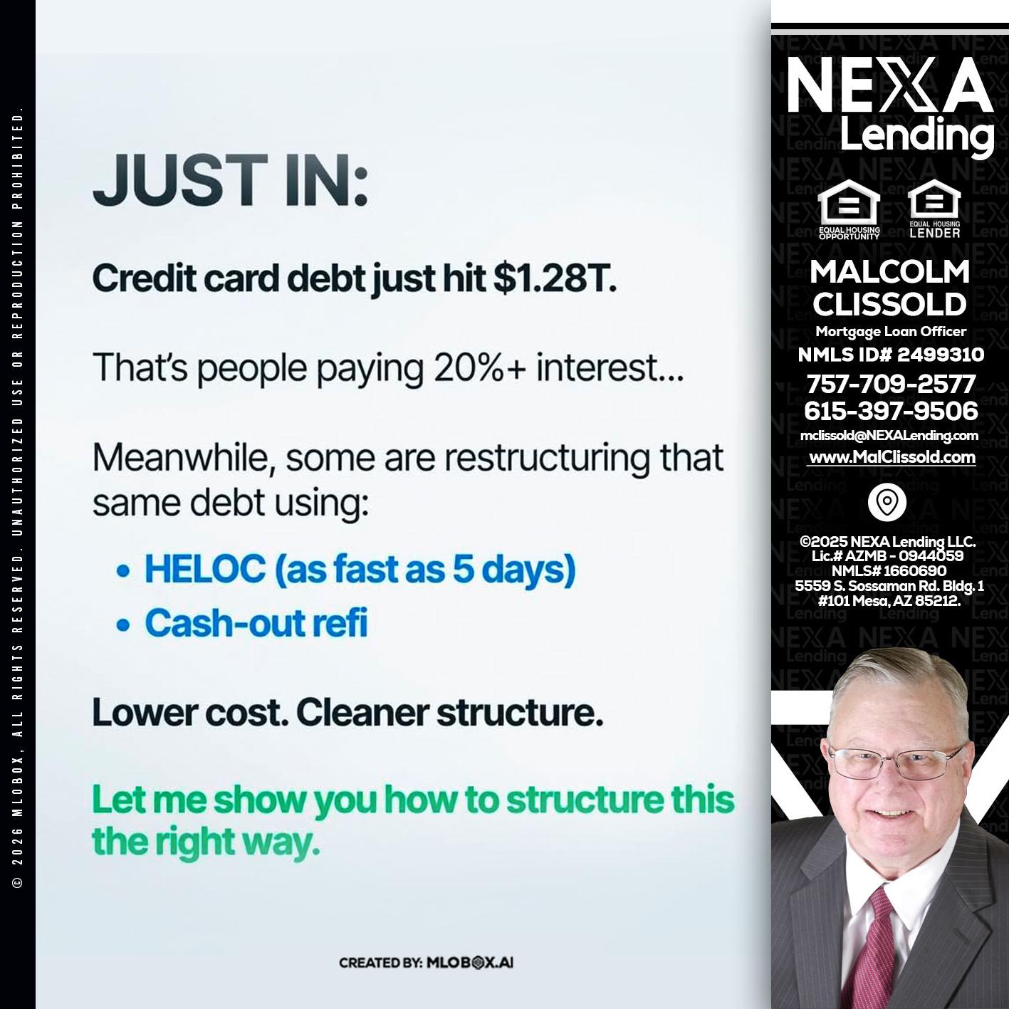 JUST IN - Malcolm Clissold -Mortgage Loan Officer