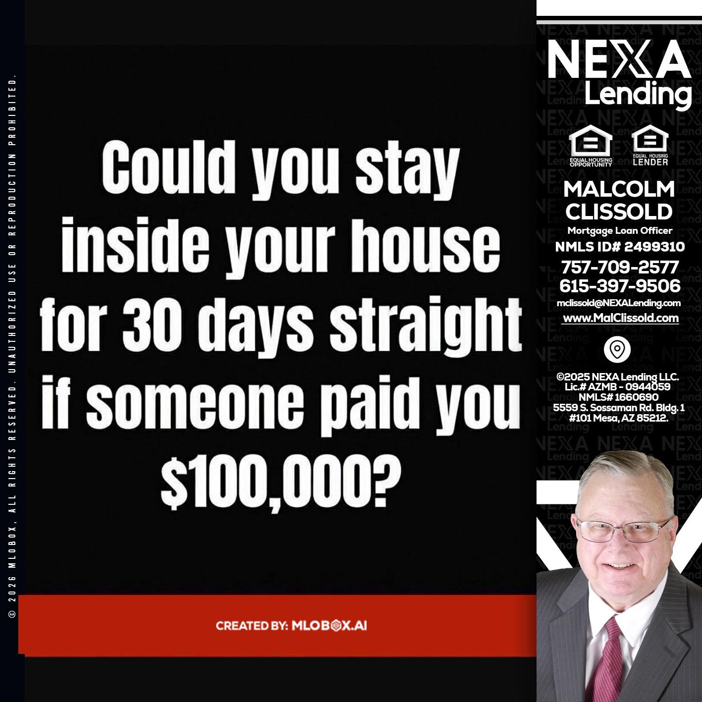 COULD YOU STAY - Malcolm Clissold -Mortgage Loan Officer
