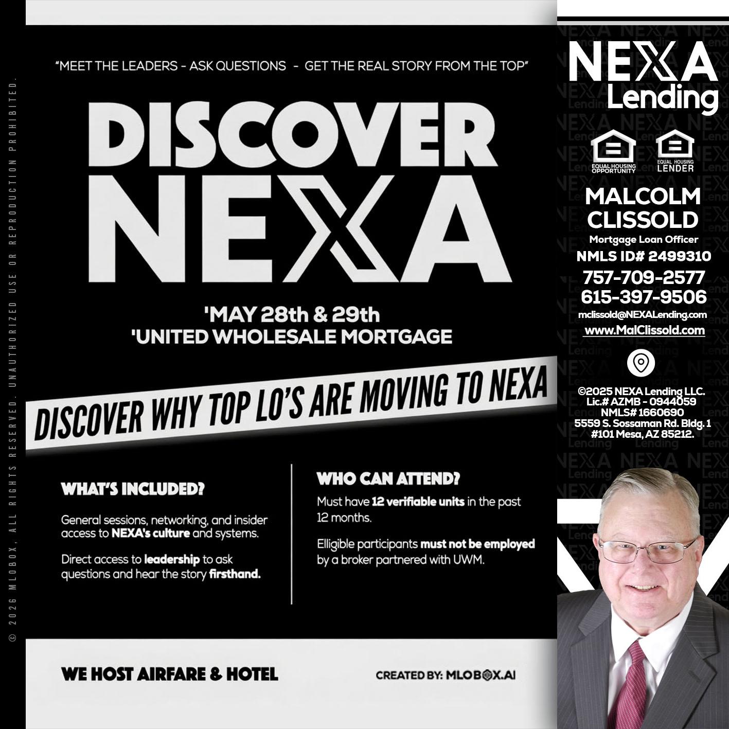 DISCOVER NEXA - Malcolm Clissold -Mortgage Loan Officer
