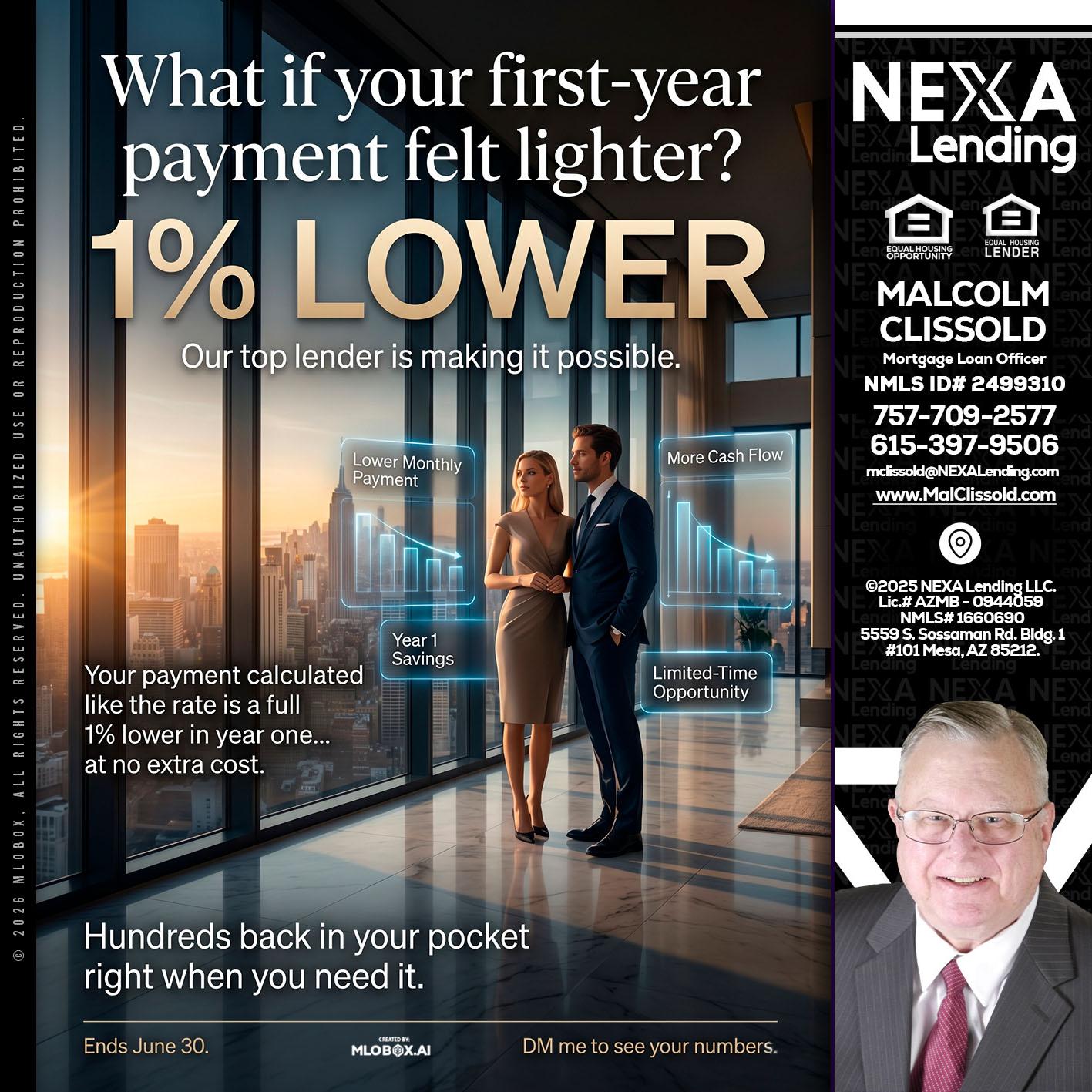 1% LOWER - Malcolm Clissold -Mortgage Loan Officer