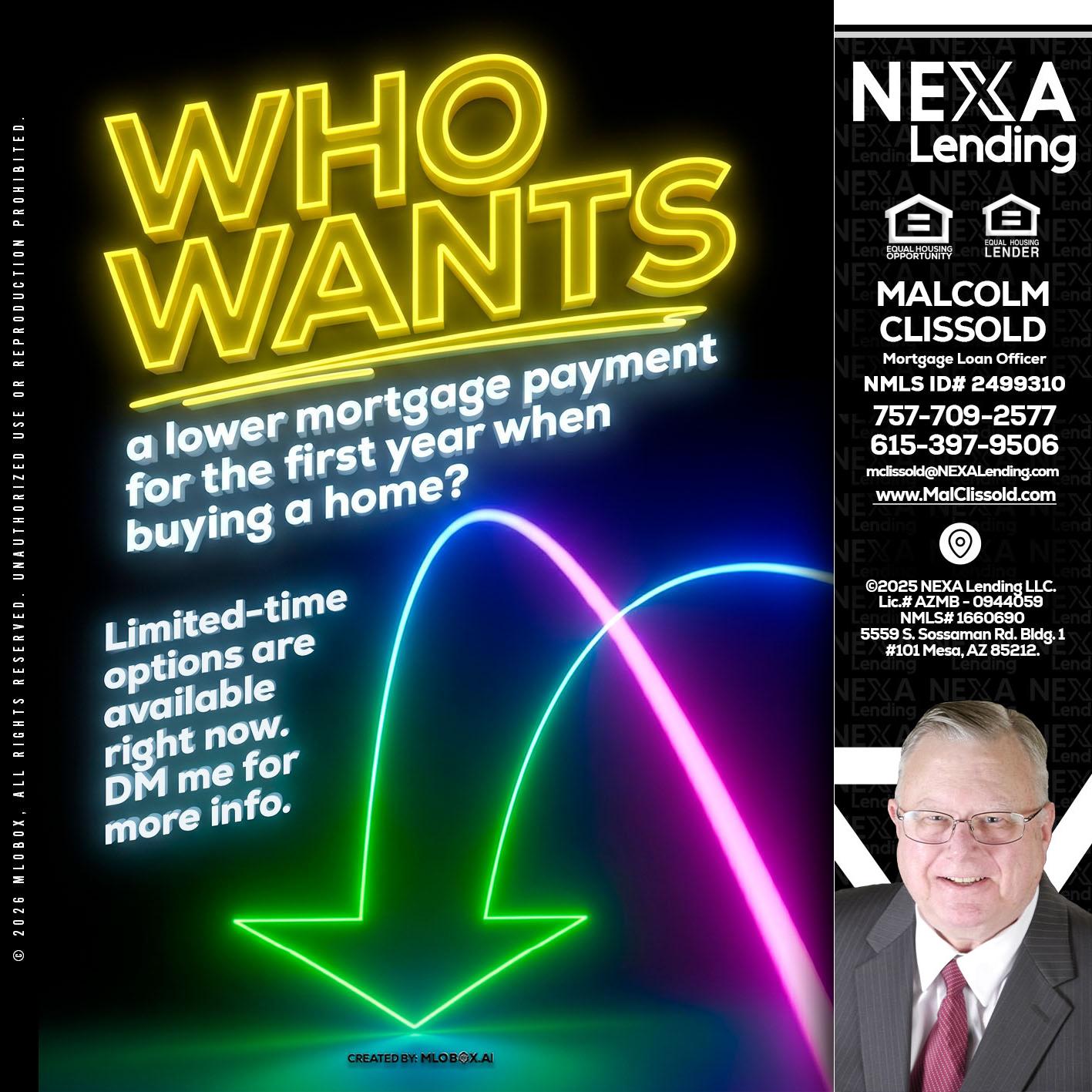 WHO WANTS - Malcolm Clissold -Mortgage Loan Officer