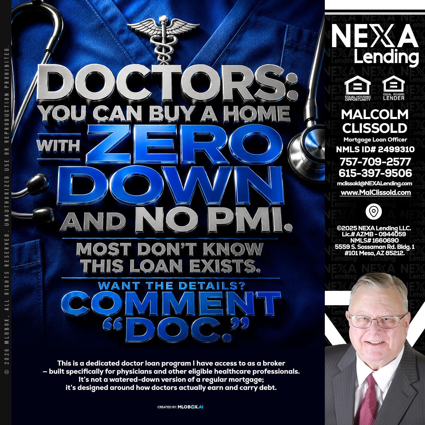 DOCTORS YOU CAN BUY - Malcolm Clissold -Mortgage Loan Officer