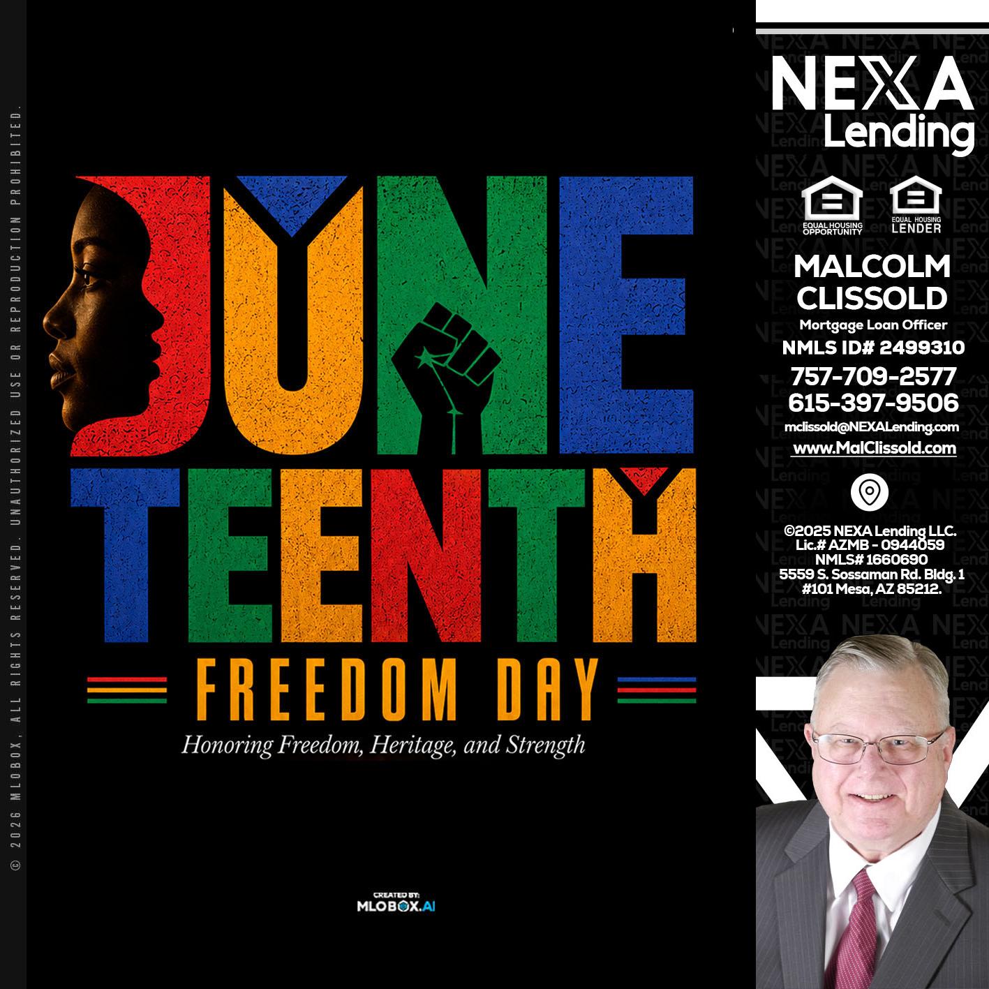 Juneteenth - Malcolm Clissold -Mortgage Loan Officer
