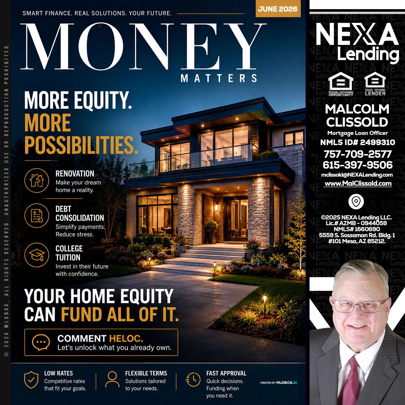 MONEY MATTERS - Malcolm Clissold -Mortgage Loan Officer