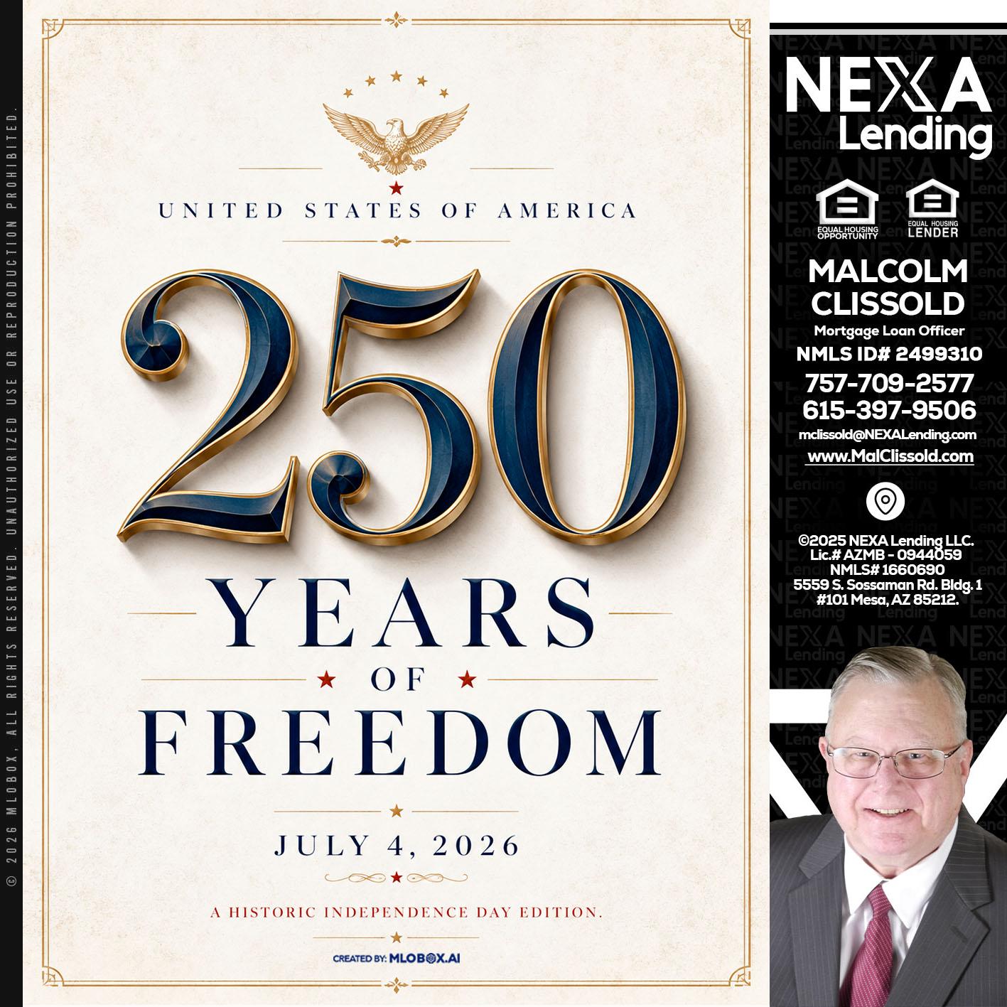 250 YEARS - Malcolm Clissold -Mortgage Loan Officer